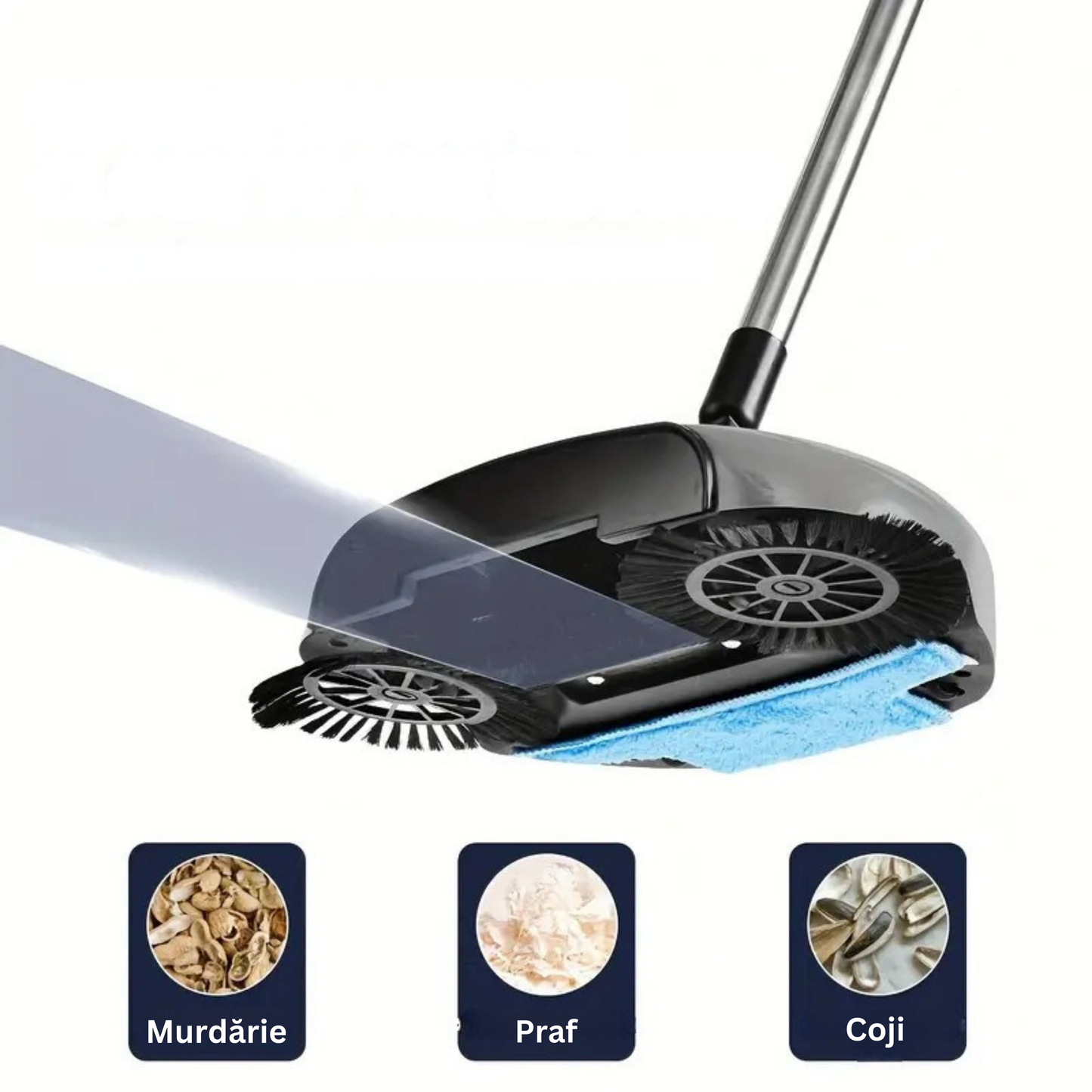 Mătură Rotativă Manuală + 4 Rezerve de Pânză